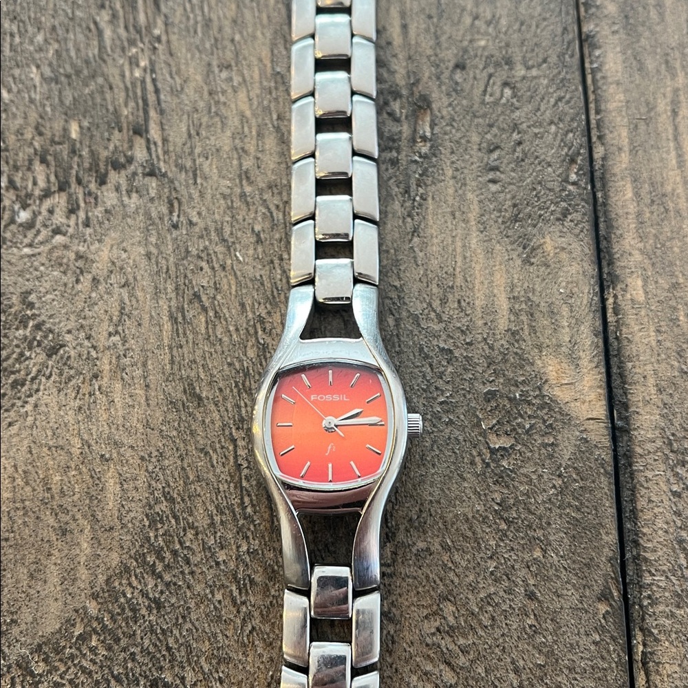 Stainless Steel Women's Watch with Coral Dial